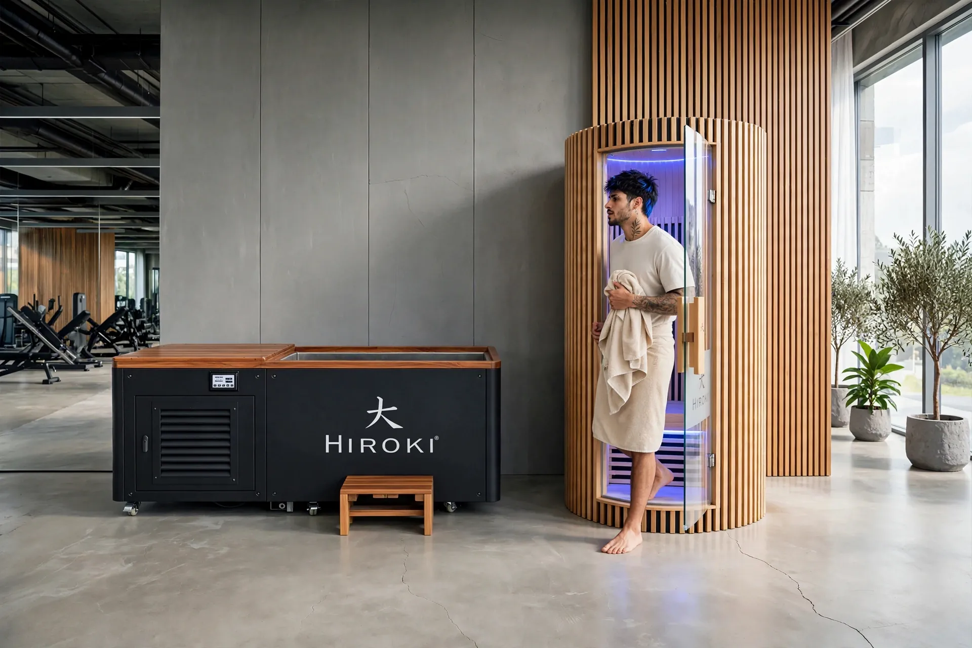 Sauna infrarroja Hiroki Nomi en un gimnasio